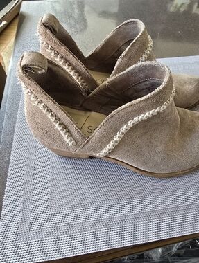 Sole Society Taupe Suede Braided Trim Mules